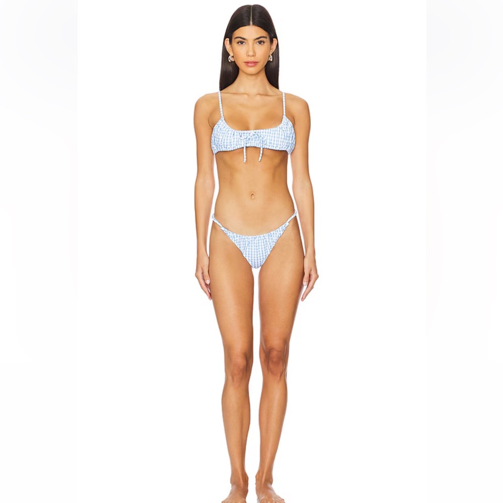 Caroline Constas Aris Bikini Set in Blue Dawn Gingham